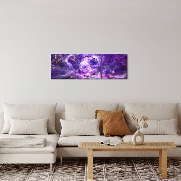 Obraz - Purple Universe (z zegarem) (90x30 cm)
