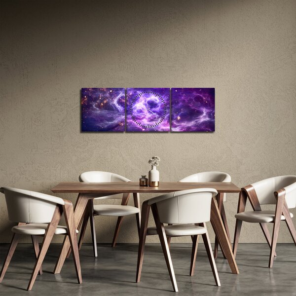 Obraz - Purple Universe (z zegarem) (90x30 cm)