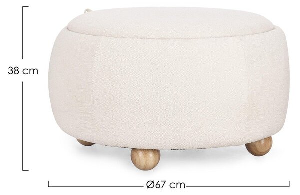Kremowy puf z materiału bouclé Irisha – Bizzotto