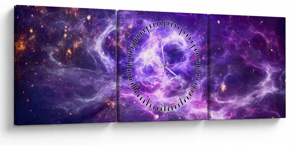Obraz - Purple Universe (z zegarem) (90x30 cm)