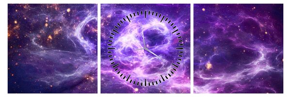 Obraz - Purple Universe (z zegarem) (90x30 cm)