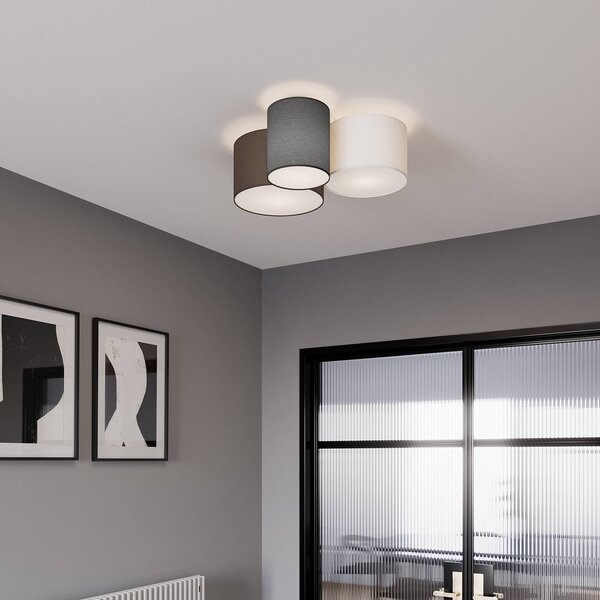 Lampa sufitowa Laurenz Lindby, możliwość ściemniania, aluminiowy / szary / cynkowy, salon / jadalnia, tkanina / materiał / jedwab, nowoczesny