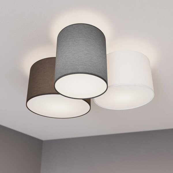 Lampa sufitowa Laurenz Lindby, możliwość ściemniania, aluminiowy / szary / cynkowy, salon / jadalnia, tkanina / materiał / jedwab, nowoczesny