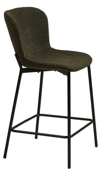 Ciemnozielony tapicerowany hoker (wysokość siedziska 65 cm) Maceda – House Nordic