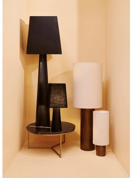Czarna metalowa lampa stołowa z tekstylnym kloszem (wysokość 61 cm) Tripura – Bizzotto