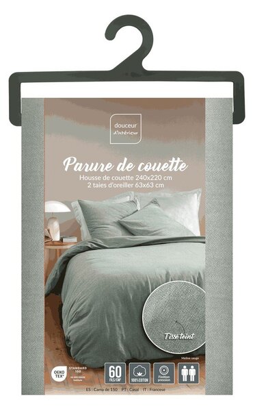 Zielona bawełniana pościel dwuosobowa 3-częściowa 240x220 cm Meline – douceur d'intérieur