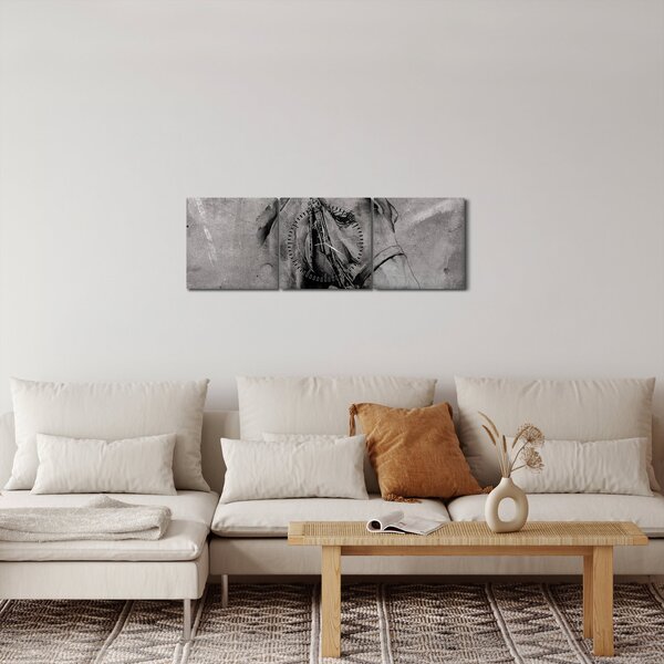 Obraz - Portret konia (z zegarem) (90x30 cm)