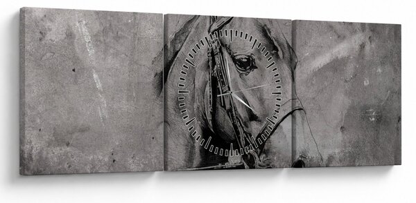 Obraz - Portret konia (z zegarem) (90x30 cm)
