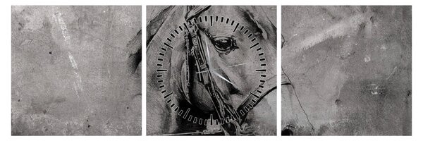 Obraz - Portret konia (z zegarem) (90x30 cm)