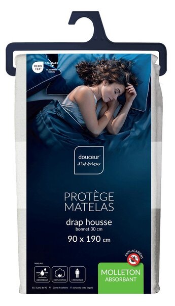 Antyalergiczny ochraniacz na materac odpowiedni do prania 90x190 cm Molly Aa 30 – douceur d'intérieur