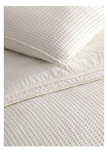 Biała pościel jednoosobowa z bawełny renforcé 140x200 cm Waffle Striped – Mila Home Luxury