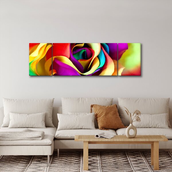 Obraz - Kolorowa róża (170x50 cm)