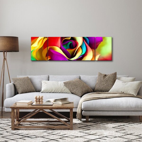 Obraz - Kolorowa róża (170x50 cm)