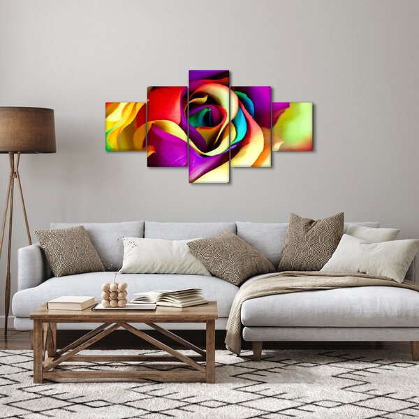 Obraz - Kolorowa róża (125x70 cm)