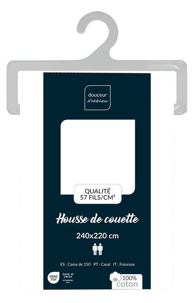 Biała bawełniana poszwa na kołdrę dwuosobowa 240x220 cm Lina – douceur d'intérieur