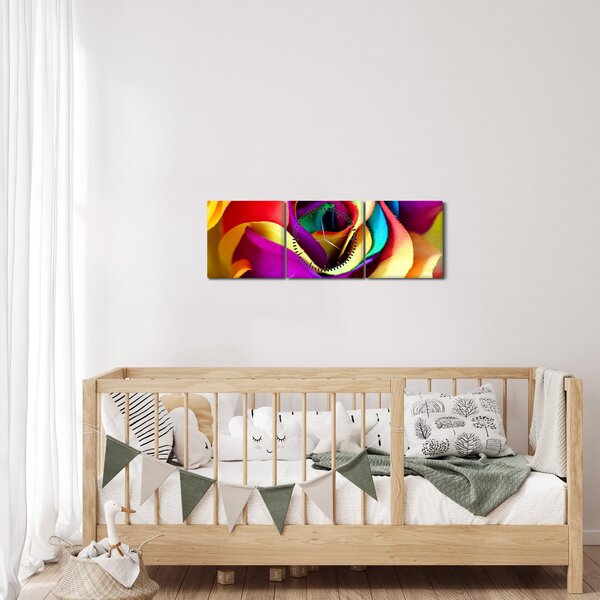 Obraz - Kolorowa róża (z zegarem) (90x30 cm)