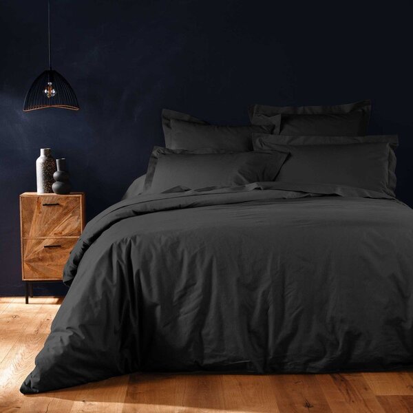 Czarna bawełniana poszwa na kołdrę dwuosobowa 240x220 cm Lina – douceur d'intérieur
