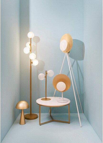 Lampa stojąca w kolorze złota ze szklanym kloszem (wysokość 156,5 cm) Balls – Bizzotto