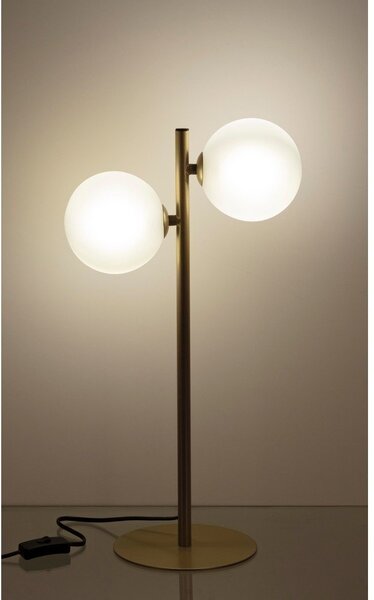 Stalowa lampa stołowa w kolorze złota ze szklanym kloszem (wysokość 54 cm) Balls – Bizzotto