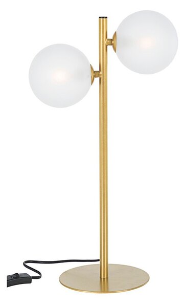 Stalowa lampa stołowa w kolorze złota ze szklanym kloszem (wysokość 54 cm) Balls – Bizzotto