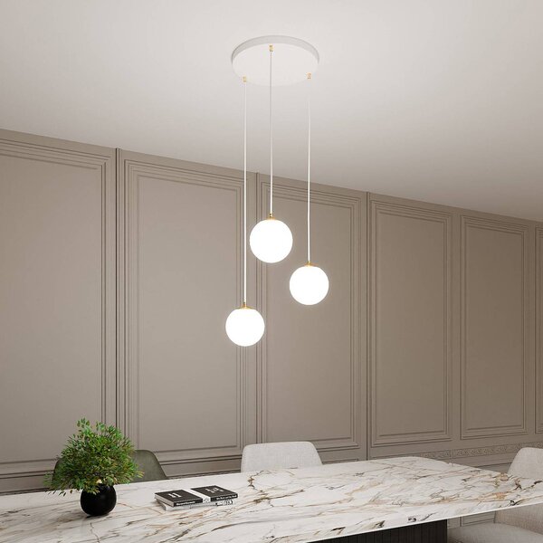 Lampa wisząca szklana Royal EMIBIG LIGHTING, możliwość ściemniania, biały / opal, salon / jadalnia, nowoczesny