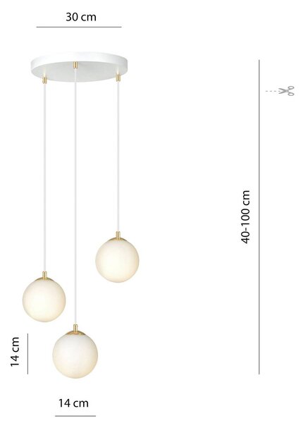 Lampa wisząca szklana Royal EMIBIG LIGHTING, możliwość ściemniania, biały / opal, salon / jadalnia, nowoczesny