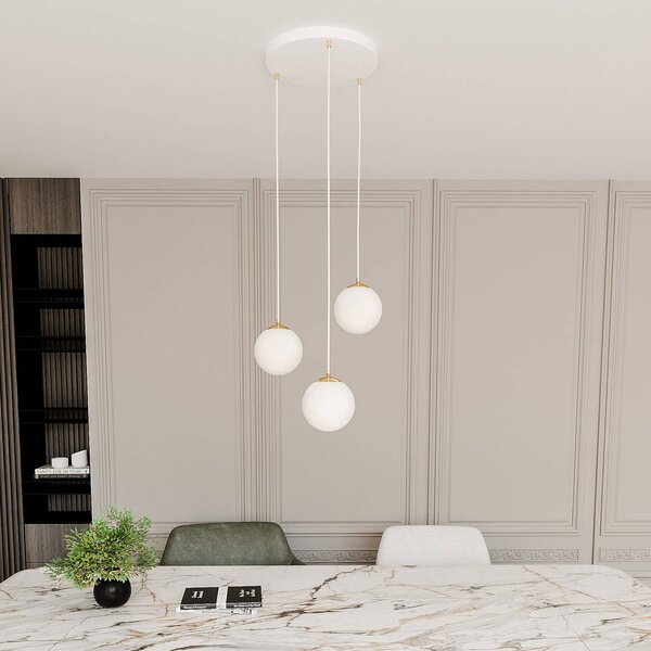 Lampa wisząca szklana Royal EMIBIG LIGHTING, możliwość ściemniania, biały / opal, salon / jadalnia, nowoczesny