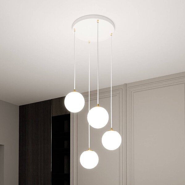 Lampa wisząca szklana Royal EMIBIG LIGHTING, możliwość ściemniania, biały / opal, salon / jadalnia, nowoczesny