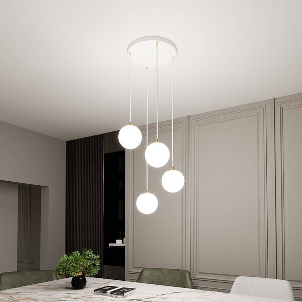 Lampa wisząca szklana Royal EMIBIG LIGHTING, możliwość ściemniania, biały / opal, salon / jadalnia, nowoczesny
