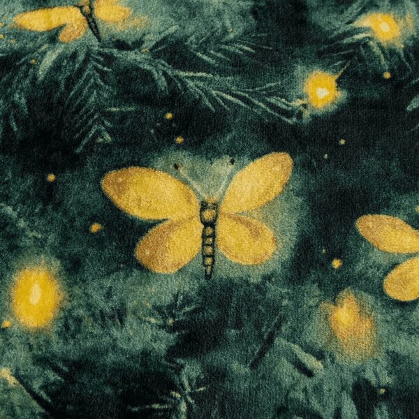 Mikropluszowy koc YELLOW BUTTERFLY, ciemnozielony Rozmiar: 160 x 200 cm