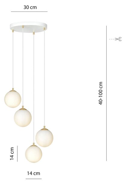 Lampa wisząca szklana Royal EMIBIG LIGHTING, możliwość ściemniania, biały / opal, salon / jadalnia, nowoczesny