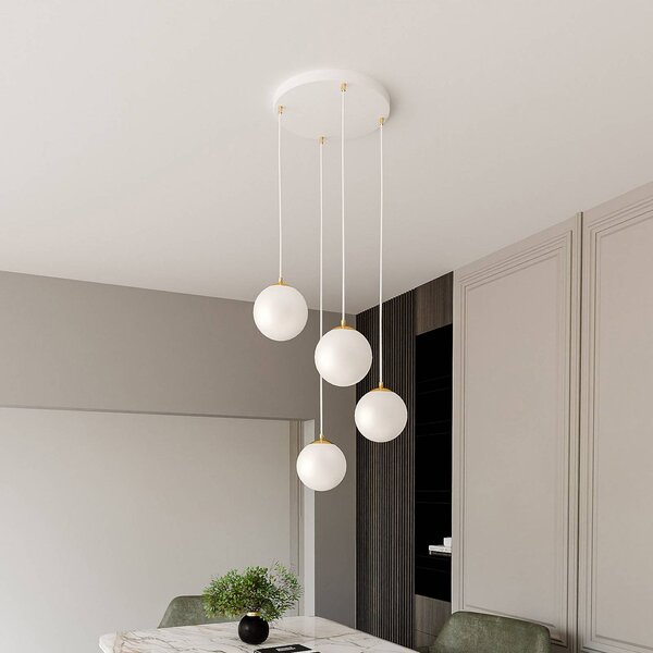 Lampa wisząca szklana Royal EMIBIG LIGHTING, możliwość ściemniania, biały / opal, salon / jadalnia, nowoczesny