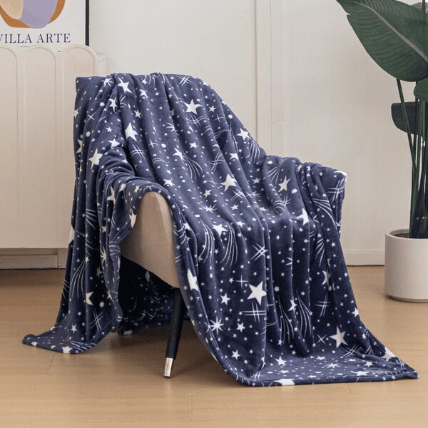 Mikropluszowy koc STARLIGHT, ciemnoniebieski Rozmiar: 150 x 200 cm