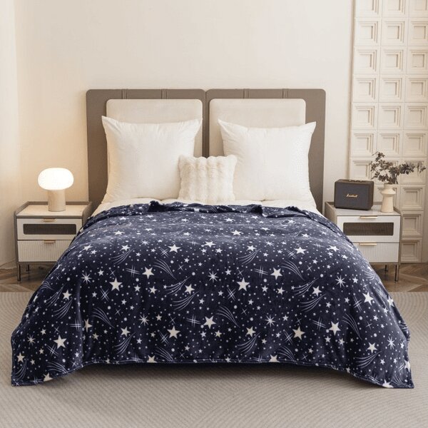 Mikropluszowy koc STARLIGHT, ciemnoniebieski Rozmiar: 150 x 200 cm