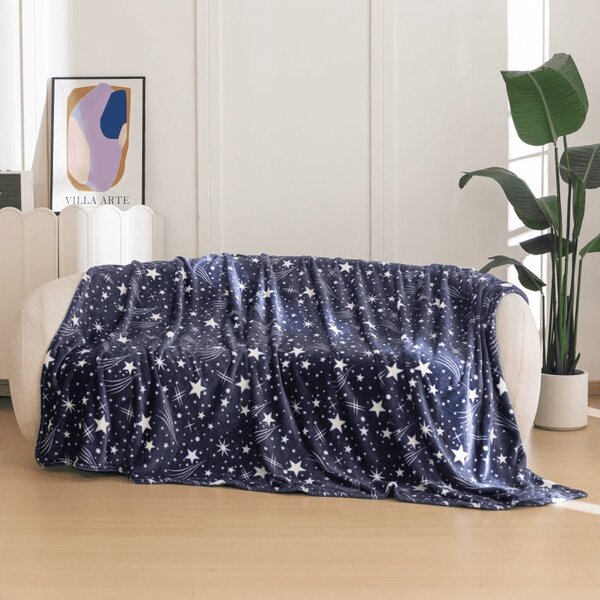 Mikropluszowy koc STARLIGHT, ciemnoniebieski Rozmiar: 150 x 200 cm