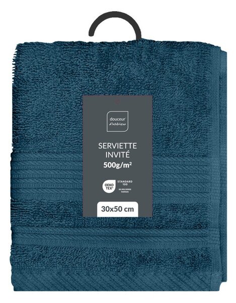 Ciemnoniebieski bawełniany ręcznik frotte 30x50 cm Tendresse – douceur d'intérieur