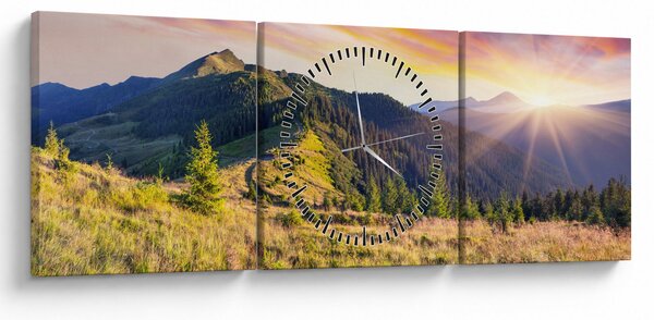 Obraz - Krajobraz leśny (z zegarem) (90x30 cm)