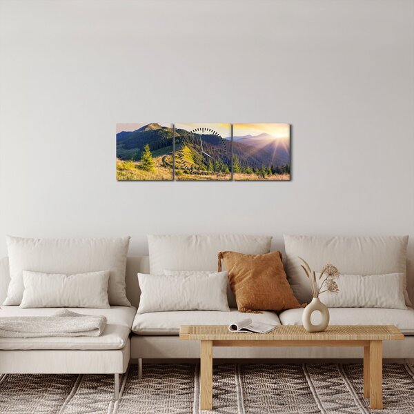 Obraz - Krajobraz leśny (z zegarem) (90x30 cm)