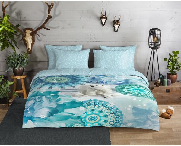 Niebieska flanelowa pościel jednoosobowa 140x200 cm Seppo – HIP