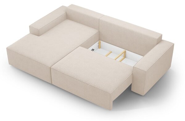 Beżowy rozkładany narożnik z materiału bouclé (lewostronny) Jodie – Micadoni Home