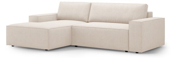 Beżowy rozkładany narożnik z materiału bouclé (lewostronny) Jodie – Micadoni Home