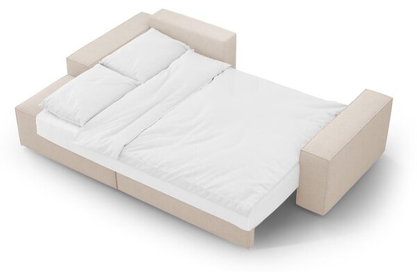 Beżowy rozkładany narożnik z materiału bouclé (lewostronny) Jodie – Micadoni Home