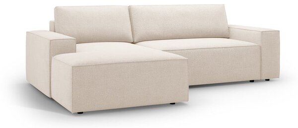 Beżowy rozkładany narożnik z materiału bouclé (lewostronny) Jodie – Micadoni Home