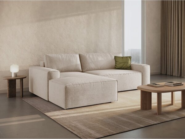 Beżowy rozkładany narożnik z materiału bouclé (lewostronny) Jodie – Micadoni Home