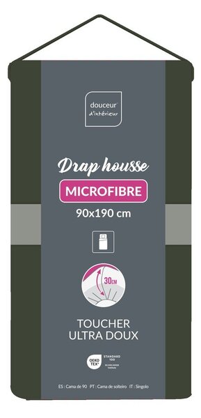 Prześcieradło z mikrowłókna z gumką w kolorze khaki 90x190 cm Oscar – douceur d'intérieur