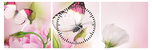 Obraz - Motyl (z zegarem) (90x30 cm)