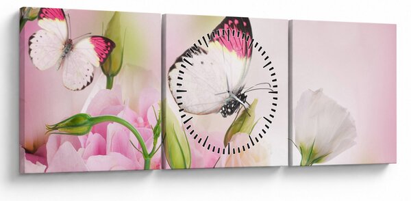 Obraz - Motyl (z zegarem) (90x30 cm)