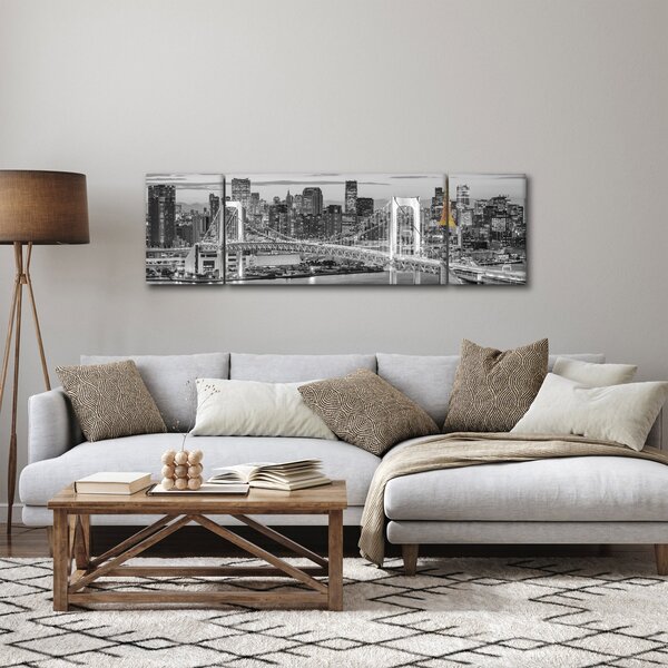 Obraz - Duże miasto z żółtą wieżą (170x50 cm)