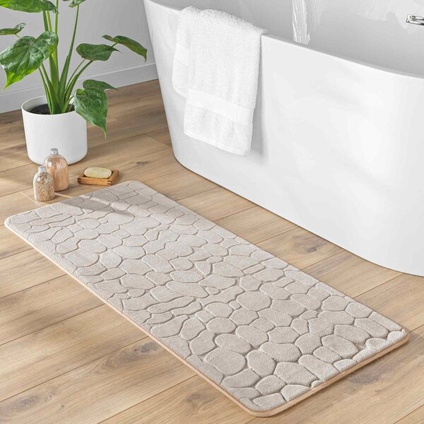 Beżowy tekstylny dywanik łazienkowy 50x120 cm Ricochet – douceur d'intérieur
