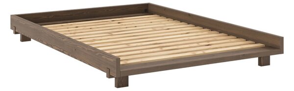 Brązowe łóżko dwuosobowe z litego drewna sosnowego ze stelażem 140x200 cm Social – Karup Design